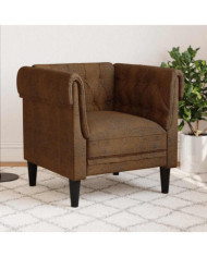 Fauteuil Chesterfield marron tissu | Mobilier & Déco