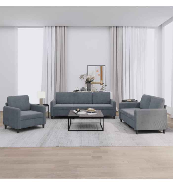 Ensemble de canapés 3 pcs gris foncé velours | Mobilier & Déco