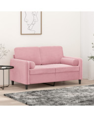 Canapé 2 places avec oreillers décoratifs rose 120 cm velours | Mobilier & Déco