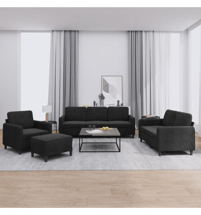 Ensemble de canapés 4 pcs noir velours | Mobilier & Déco