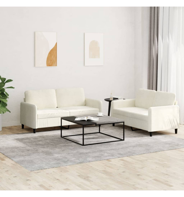 Ensemble de canapés 2 pcs crème velours | Mobilier & Déco