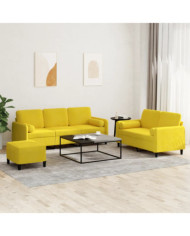 Ensemble de canapés 3 pcs avec coussins jaune velours | Mobilier & Déco