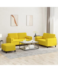 Ensemble de canapés 3 pcs avec coussins jaune velours | Mobilier & Déco