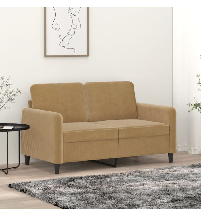 Canapé à 2 places Marron 120 cm Velours | Mobilier & Déco
