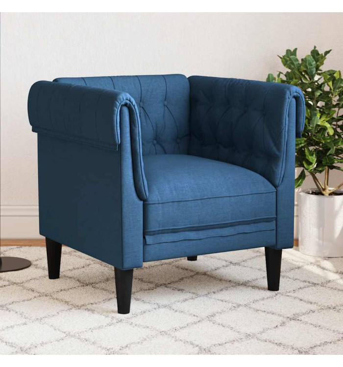 Fauteuil Chesterfield bleu tissu | Mobilier & Déco
