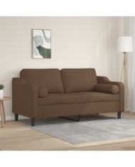Canapé 2 places avec oreillers décoratifs marron 140 cm tissu | Mobilier & Déco