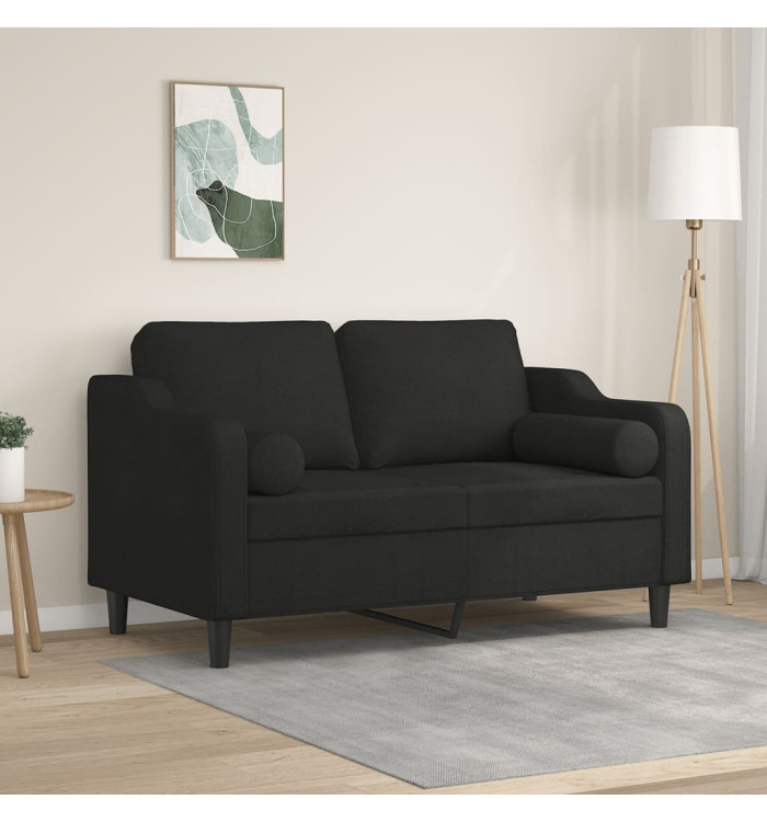 Canapé 2 places avec oreillers décoratifs noir 120 cm tissu | Mobilier & Déco