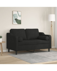 Canapé 2 places avec oreillers décoratifs noir 120 cm tissu | Mobilier & Déco