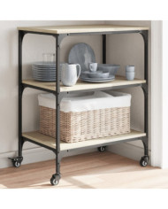 Chariot de cuisine chêne sonoma 60x41x76 cm bois d'ingénierie | Mobilier & Déco