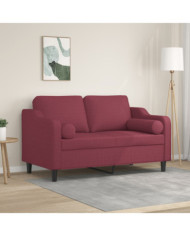 Canapé 2 places avec oreillers bordeaux 120 cm tissu | Mobilier & Déco