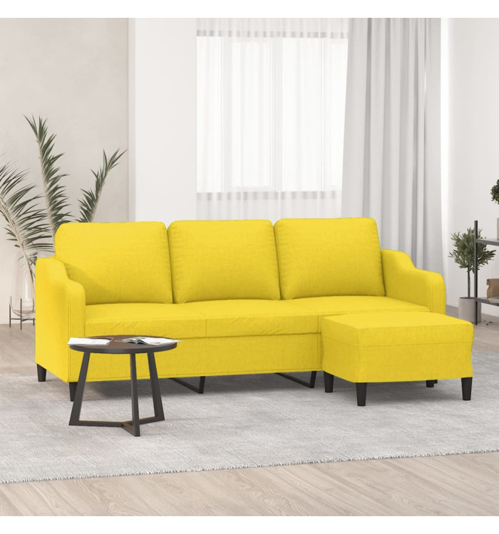 Canapé à 3 places avec repose-pieds Jaune clair 180 cm Tissu | Mobilier & Déco