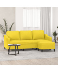 Canapé à 3 places avec repose-pieds Jaune clair 180 cm Tissu | Mobilier & Déco