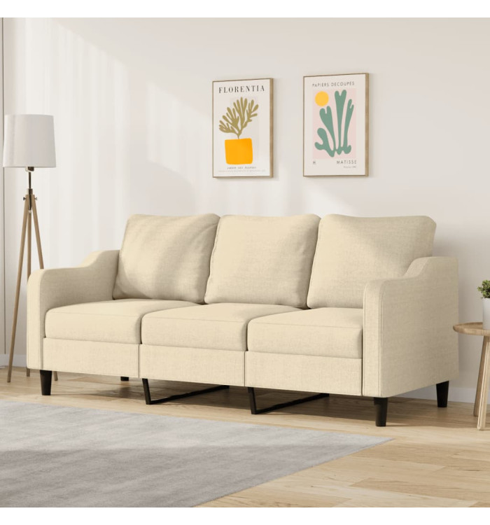 Canapé à 3 places Crème 180 cm Tissu | Mobilier & Déco