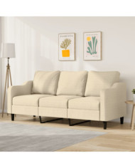 Canapé à 3 places Crème 180 cm Tissu | Mobilier & Déco