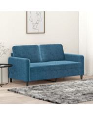 Canapé à 2 places Bleu 140 cm Velours | Mobilier & Déco