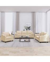 Ensemble de canapés 3 pcs avec coussins crème tissu | Mobilier & Déco