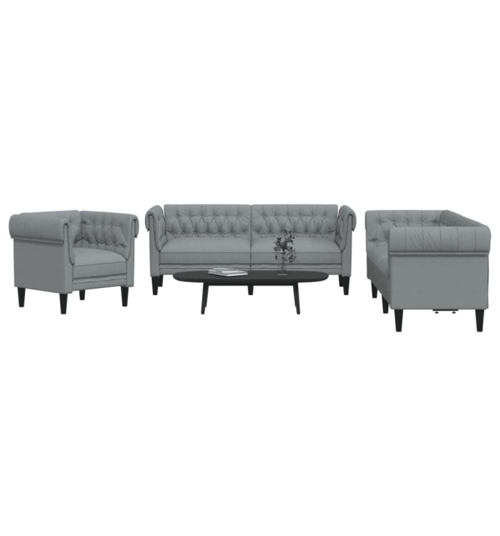 Ensemble de canapés 3 pcs gris clair tissu | Mobilier & Déco