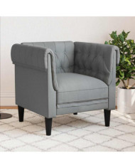 Fauteuil Chesterfield gris clair tissu | Mobilier & Déco