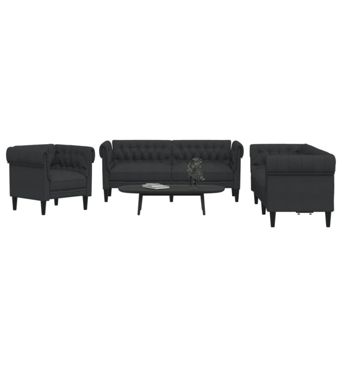 Ensemble de canapés 3 pcs noir tissu | Mobilier & Déco