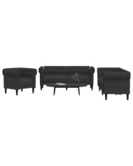 Ensemble de canapés 3 pcs noir tissu | Mobilier & Déco