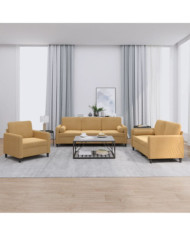 Ensemble de canapés 3 pcs avec coussins marron velours | Mobilier & Déco
