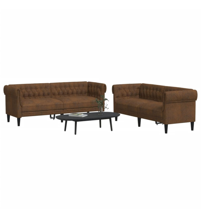 Ensemble de canapés 2 pcs marron tissu | Mobilier & Déco