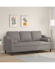 Canapé 3 places avec oreillers décoratifs taupe 180 cm tissu | Mobilier & Déco