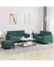 Ensemble de canapés 3 pcs avec coussins vert foncé velours | Mobilier & Déco