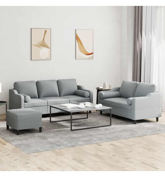 Ensemble de canapés 3 pcs coussins gris clair tissu | Mobilier & Déco