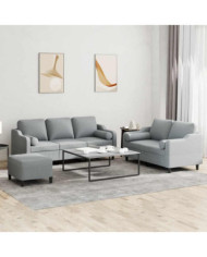 Ensemble de canapés 3 pcs coussins gris clair tissu | Mobilier & Déco