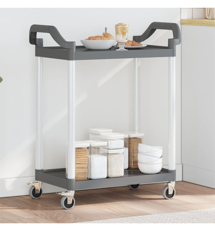 Chariot à 2 niveaux noir 81x41x92 cm aluminium | Mobilier & Déco