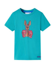 T-shirt pour enfants avec manches courtes menthe foncé 140 | Mobilier & Déco