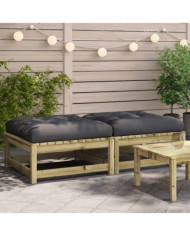 Repose-pieds de jardin avec coussins lot de 2 bois pin imprégné | Mobilier & Déco
