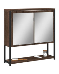 Armoire à miroir de salle de bain chêne marron bois ingénierie | Mobilier & Déco