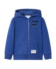 Sweat-shirt à capuche fermeture éclair enfants bleu foncé mélangé 128 | Mobilier & Déco
