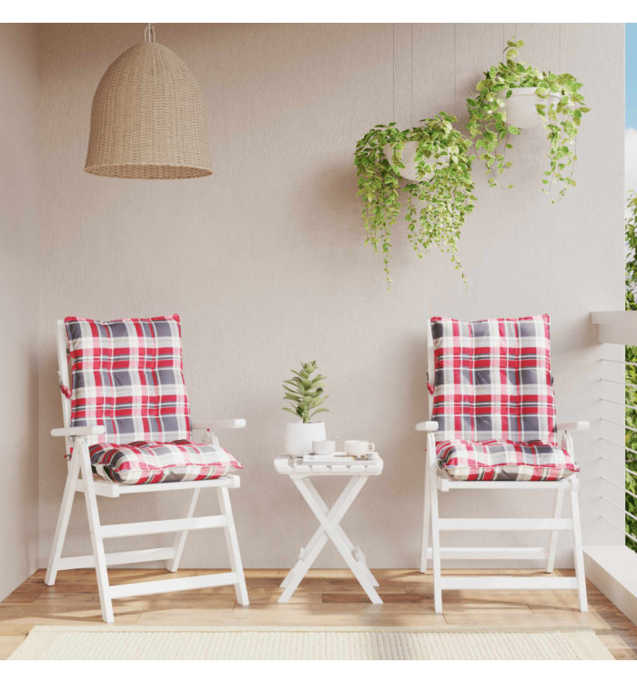 Coussins de chaise à dossier bas lot de 2 motif carreaux rouge | Mobilier & Déco