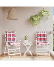 Coussins de chaise à dossier bas lot de 2 motif carreaux rouge | Mobilier & Déco