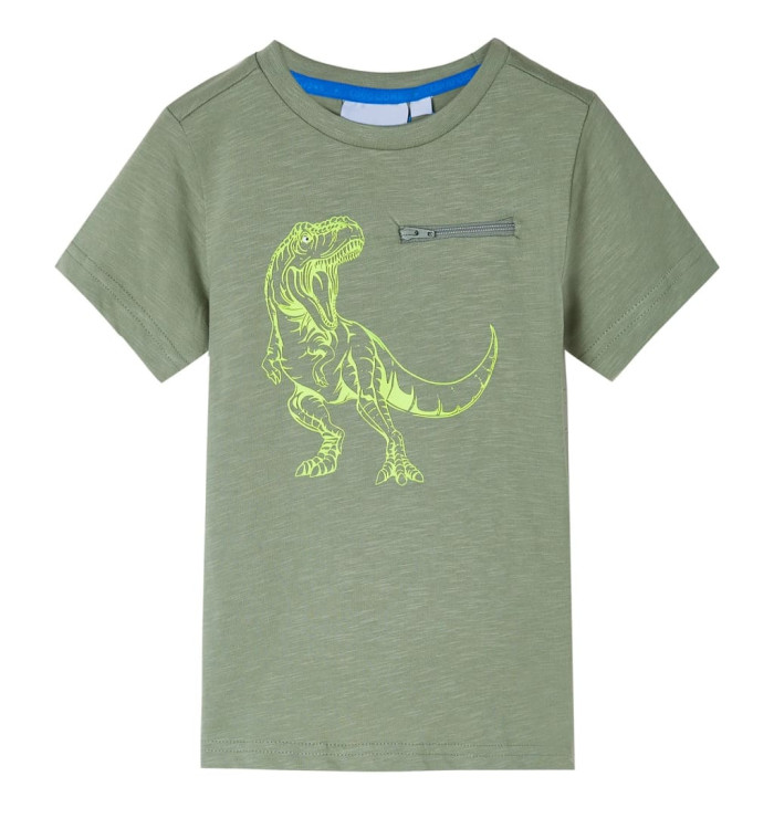 T-shirt pour enfants à manches courtes kaki clair 128 | Mobilier & Déco