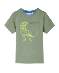 T-shirt pour enfants à manches courtes kaki clair 104 | Mobilier & Déco