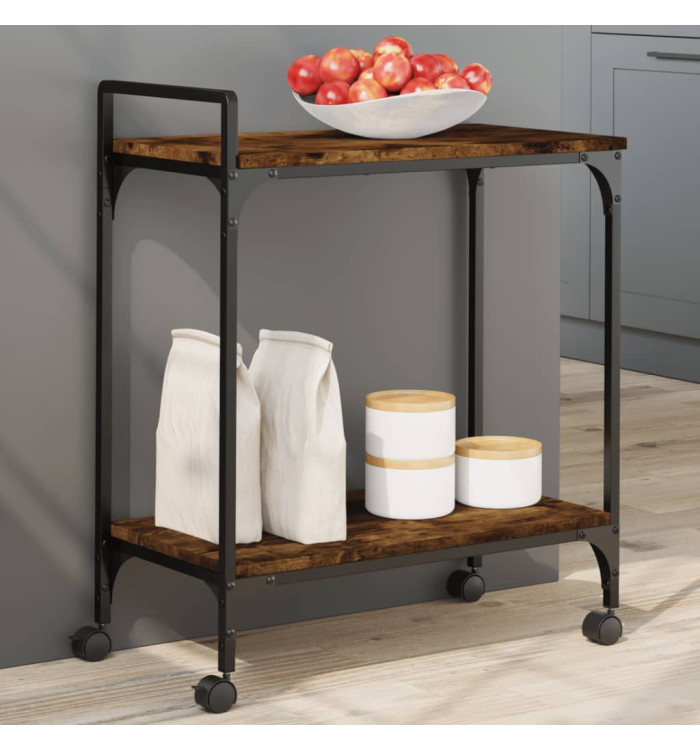 Chariot de cuisine chêne fumé 60,5x31x72,5 cm bois d'ingénierie | Mobilier & Déco