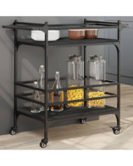 Chariot de cuisine noir 82x40x78,5 cm bois d'ingénierie | Mobilier & Déco