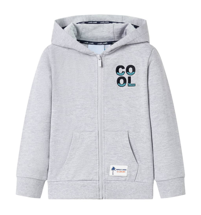 Sweatshirt à capuche avec fermeture éclair pour enfants gris 104 | Mobilier & Déco