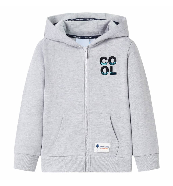 Sweatshirt à capuche avec fermeture éclair pour enfants gris 128 | Mobilier & Déco