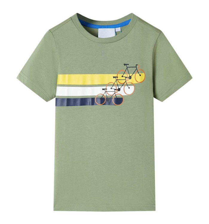 T-shirt pour enfants avec manches courtes kaki clair 128 | Mobilier & Déco