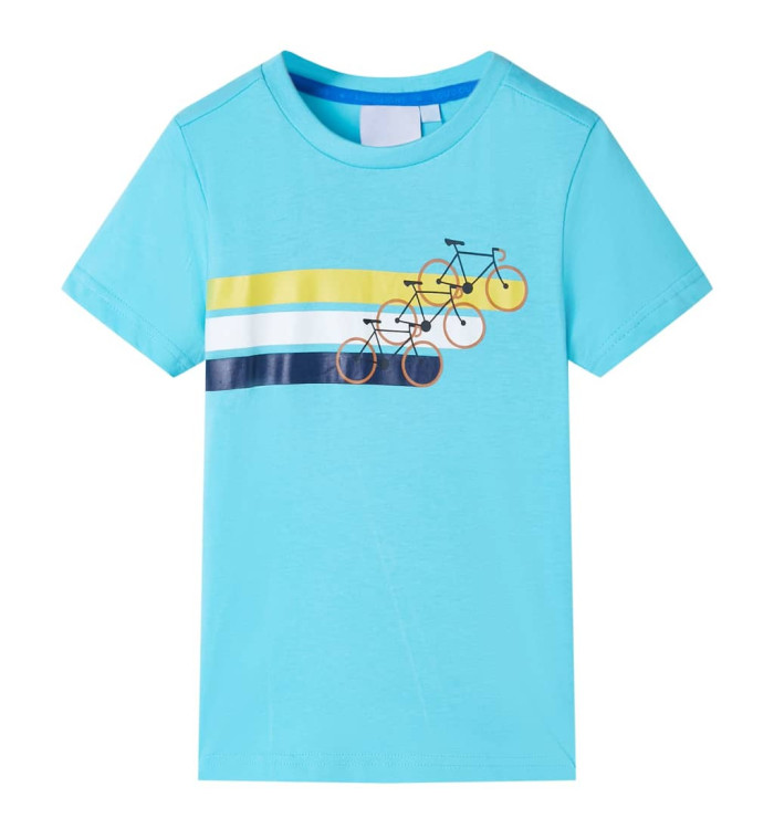 T-shirt pour enfants avec manches courtes aqua 128 | Mobilier & Déco