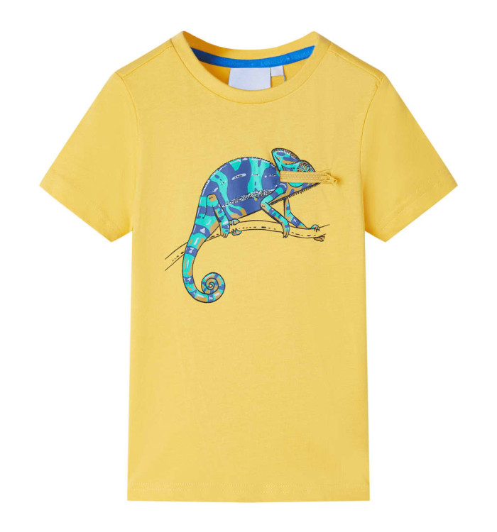 T-shirt pour enfants avec manches courtes ocre clair 140 | Mobilier & Déco