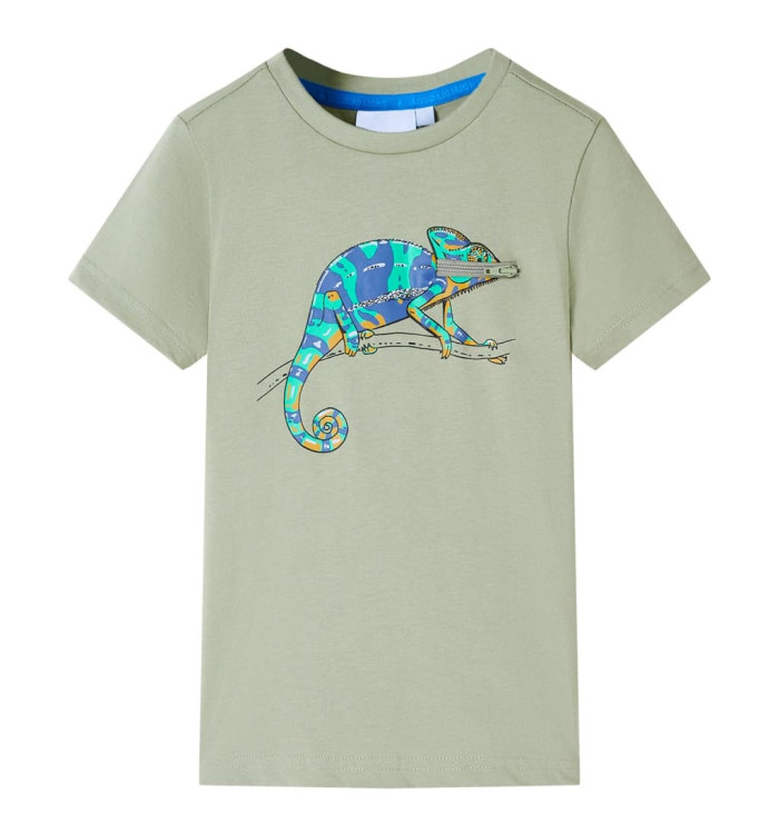 T-shirt pour enfants avec manches courtes kaki clair 128 | Mobilier & Déco