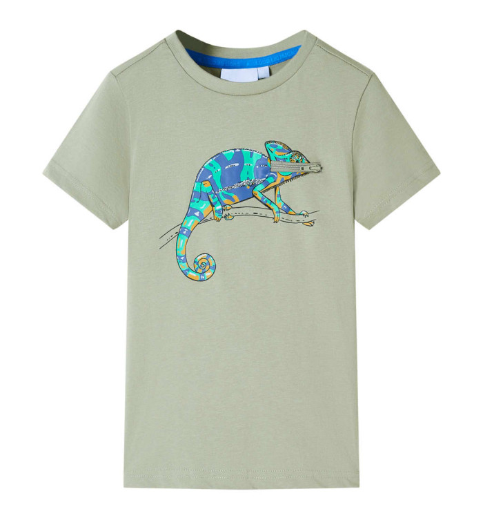 T-shirt pour enfants avec manches courtes kaki clair 104 | Mobilier & Déco