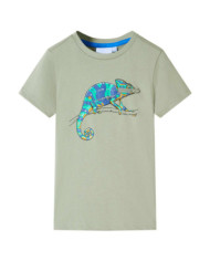 T-shirt pour enfants avec manches courtes kaki clair 104 | Mobilier & Déco