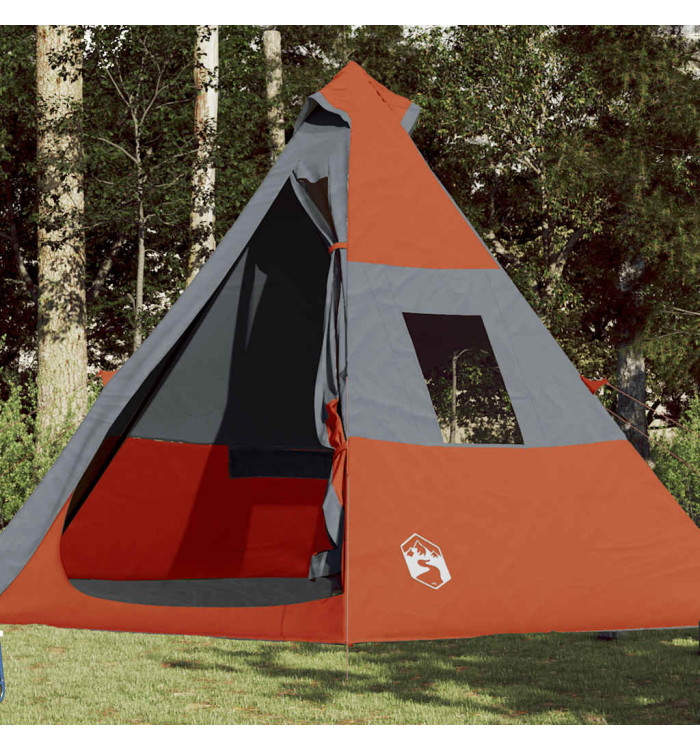 Tente de camping tipi 7 personnes orange imperméable | Mobilier & Déco